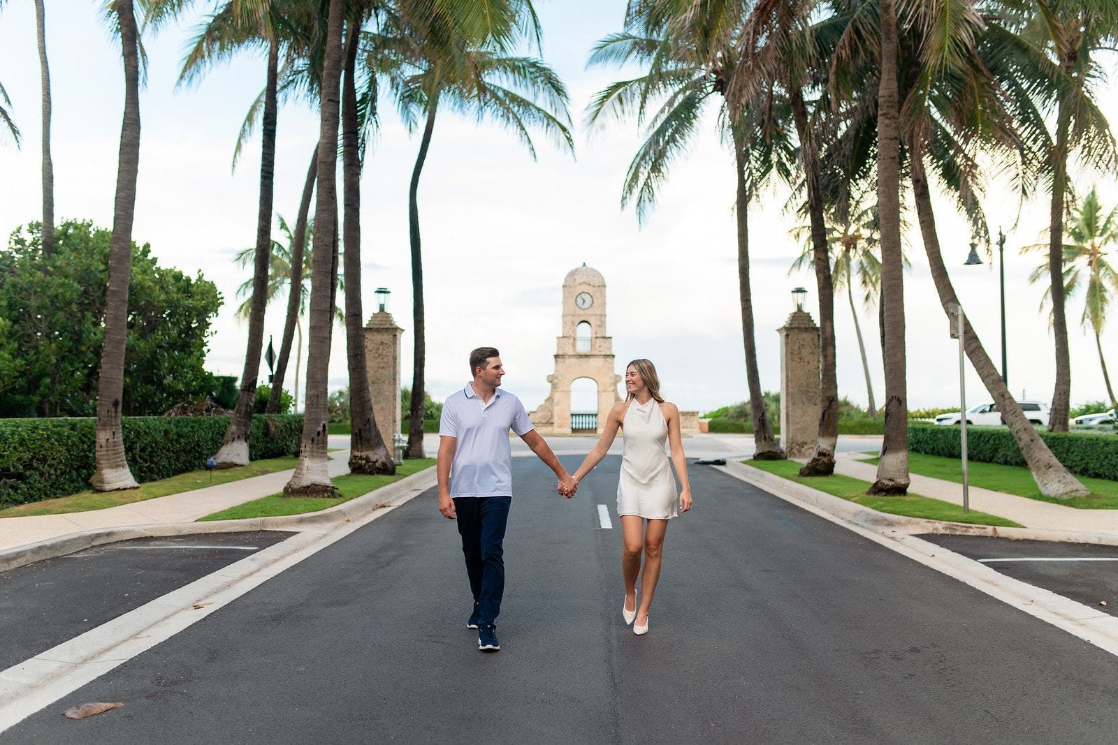 Ali and Ryan during their Worth Avenue engagement session