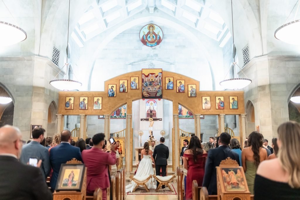 Church of the Little Flower wedding ceremony — Alexandra & Alan