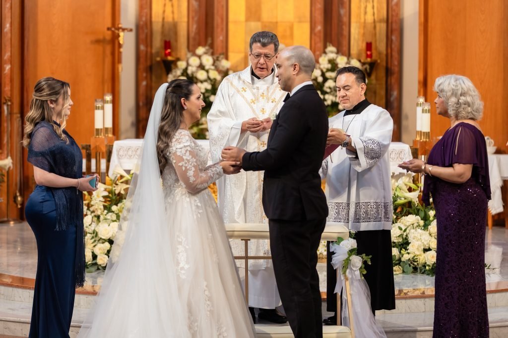 Holy Cross Catholic Church wedding ceremony — Laura & Ivan