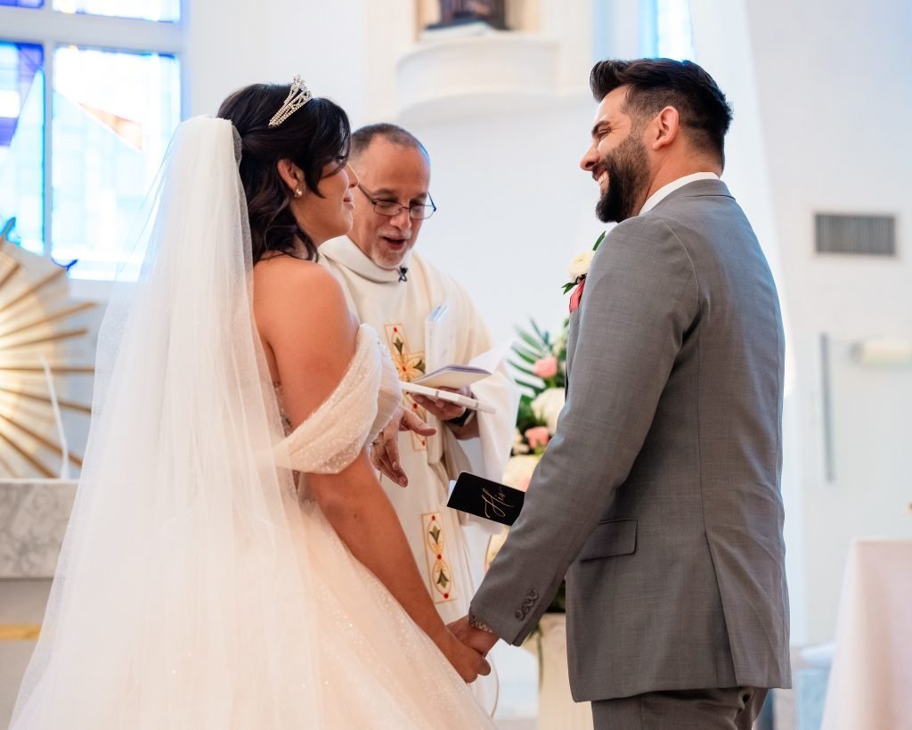 Our Lady of the Divine Providence Catholic Church wedding ceremony — Nadia & Christopher