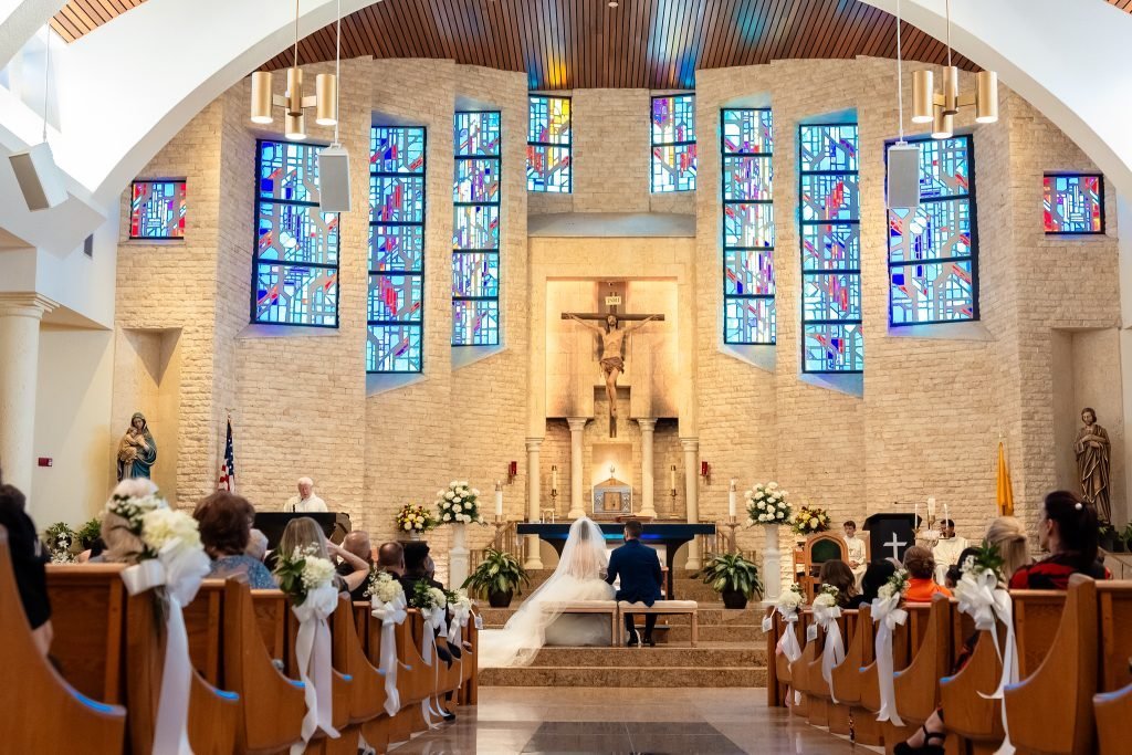 St. Bonaventure Church wedding ceremony — Rosina & Eros
